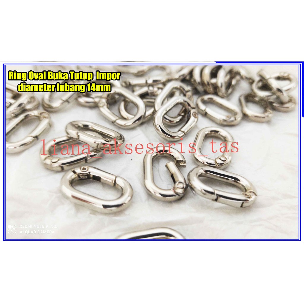 ---RING OVAL BUKA TUTUP #614 diameter lubang 14mm - GANTUNGAN TALI TAS IMPOR - RING O BUKA TUTUP - R