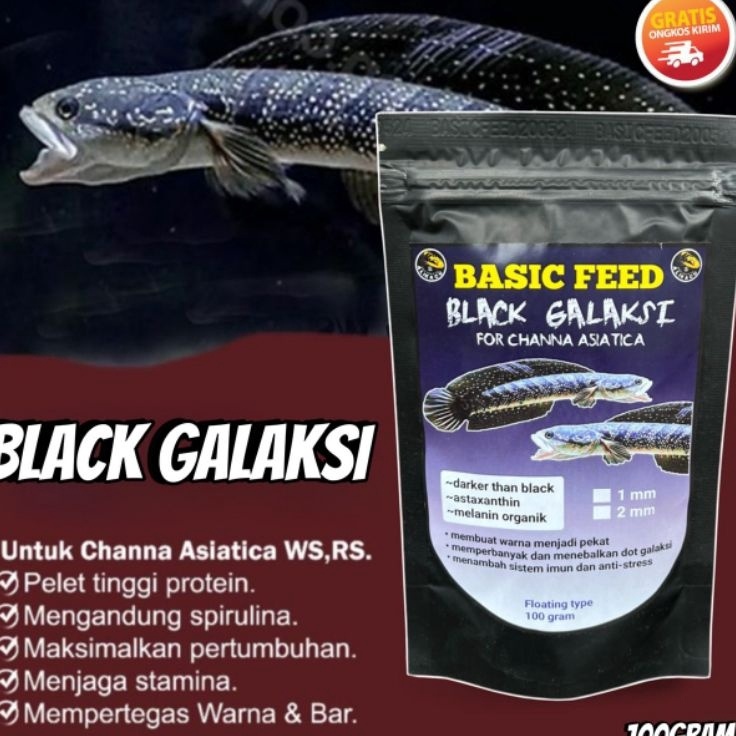 Top Product  COD pelet ikan asiatica ws  makanan ikan basic feed black galaxy for channa asiatica ws