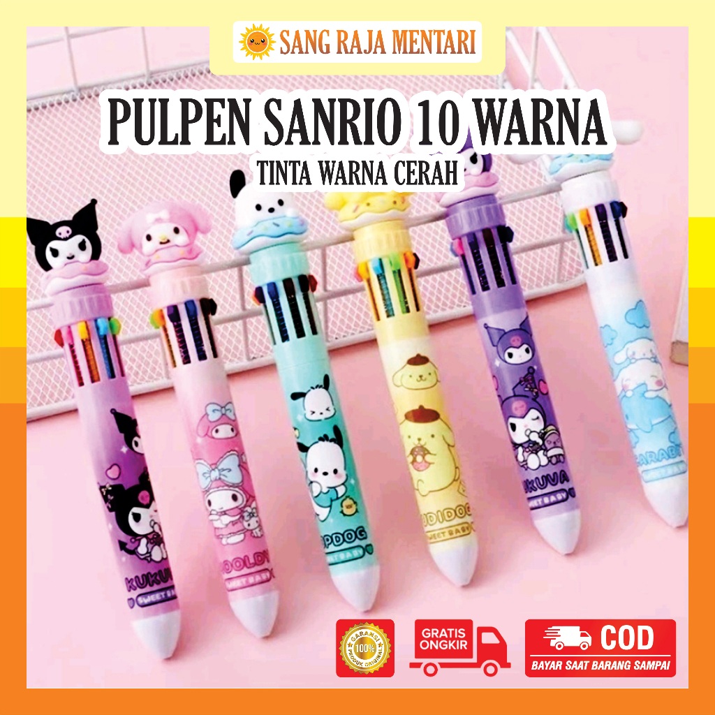 

Pulpen Cetek 10 Warna Motif Sanrio dengan 3D Doll Kepala | Bolpen Pena Mekanik Karakter Anak