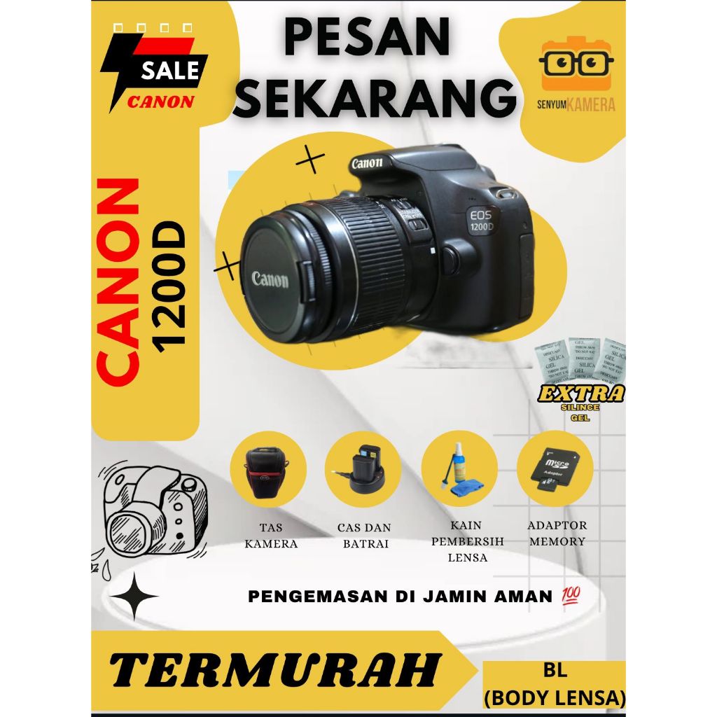 KAMERA CANON 1200D MULUS  BANYAK BONUS COCOK UNUTK PEMULA // LENSA 18-55 // TAS KAMERA