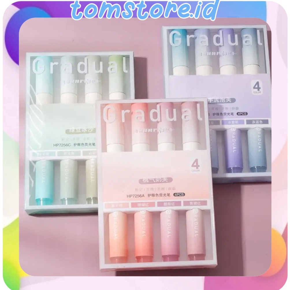 

PAKET INSTAN TOMSTOREID Highlighter Pastel Penanda Teks Set 4IN1 Alat Tulis Sekolah Spidol Pen Marker Warna Gradasi Painting Multifungsi Textliner Stasionary Import S17