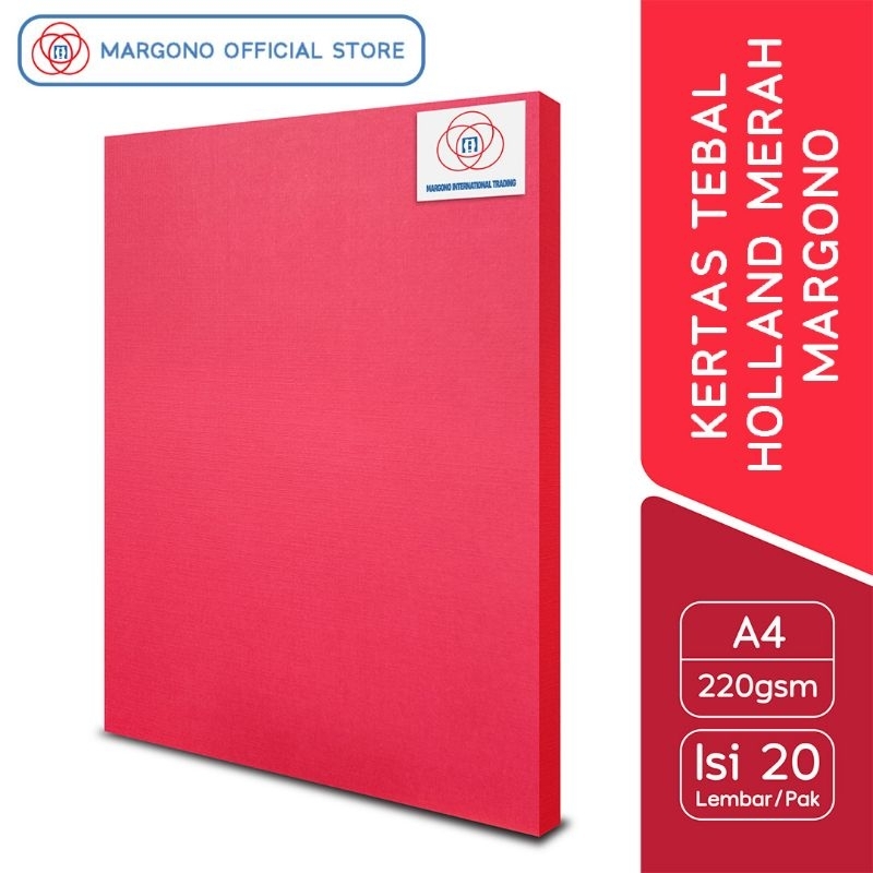 

Margono Kertas Warna A4 Linen Holland Cherry Red Merah 220gsm - 20 Lembar