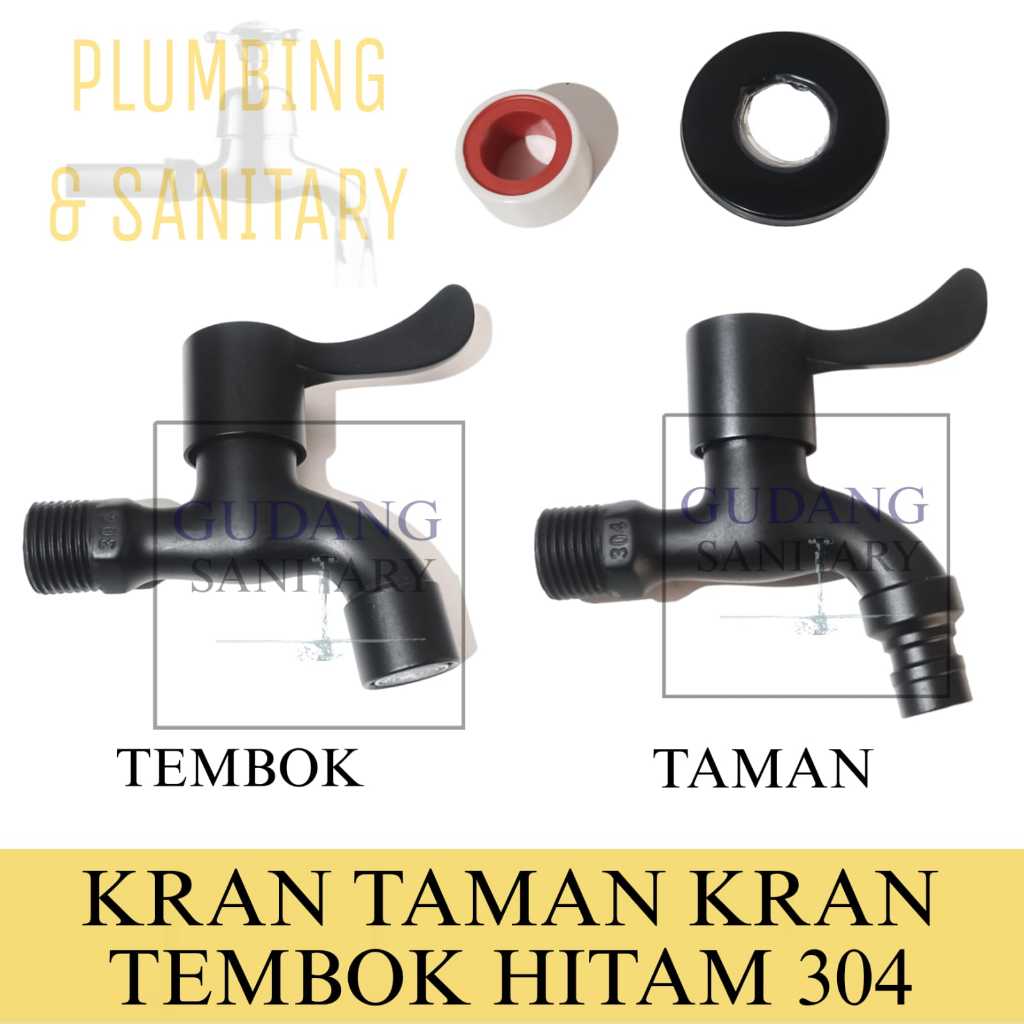 Kran taman hitam & Kran tembok hitam stainless steel 304 kran air taman mesin cuci murah kran air te