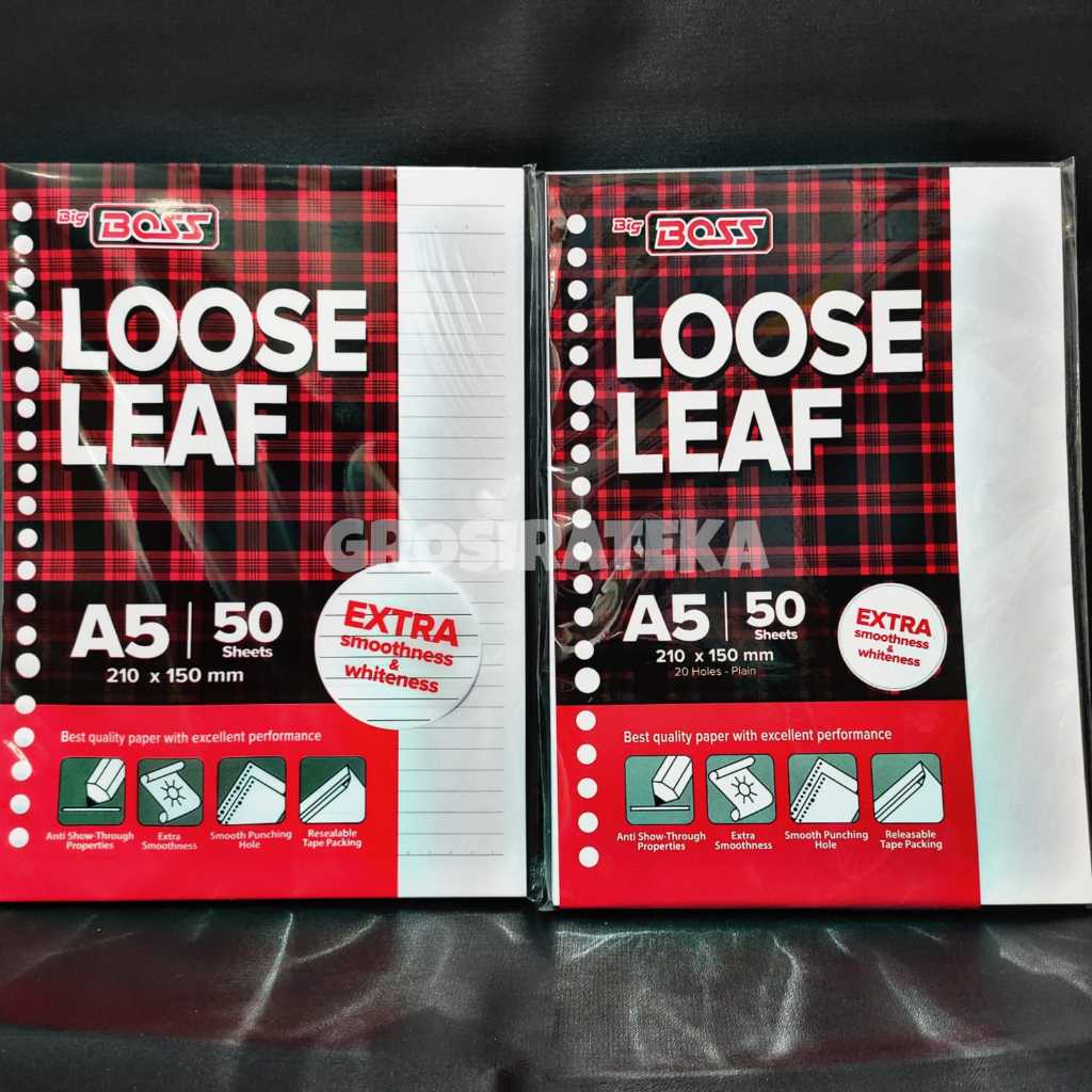 

REFILL KERTAS / ISI BINDER / KERTAS LOOSE LEAF BIG BOSS BBO LL 50 A5 POLOS / GARIS