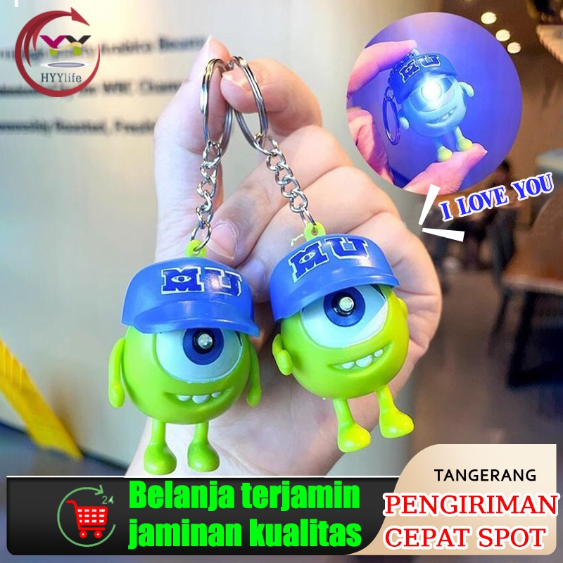 [Versi Audio]2pcsi Love You Mike Gantungan Kunci Key Chain Lucu Glitter Kunci Mobil ​​​​Mainan/Monst