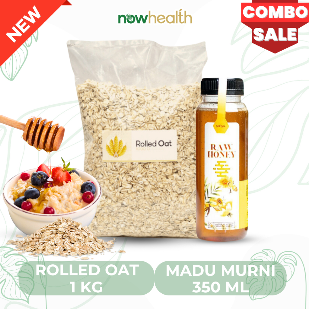 

[Paket Hemat Sehat] Rolled Oat 1 kg + Madu Murni Safiya 350 gr Sereal Sarapan Oatmeal Raw Honey Healthy Food