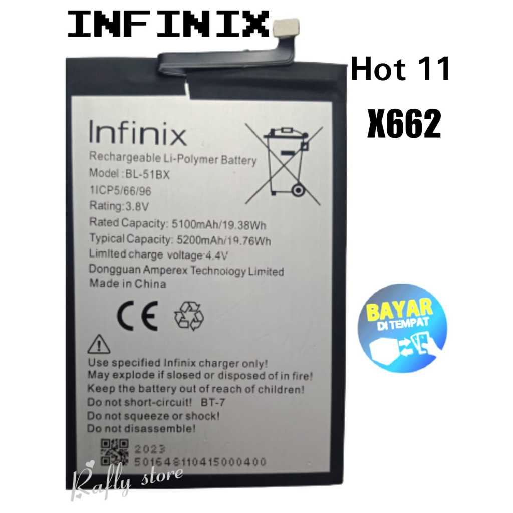 Rafly; Batrai Infinix Hot 11 BL-51BX (X662) Baterai Handphone Batre Android Battery Batere Infinix H