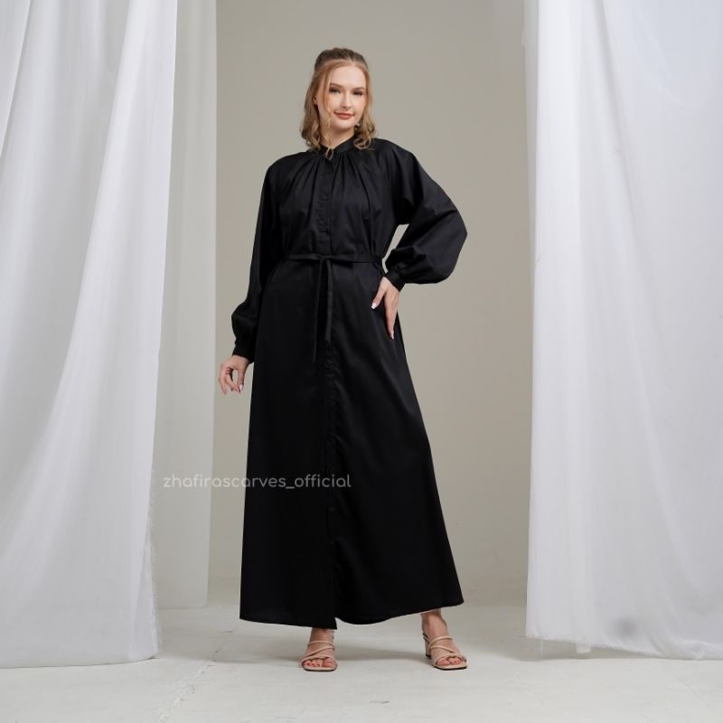 Gamis Abaya Toyobo Polos - Abaya Shirt Warna Hitam | Dress | Gamis Abaya Premium Wanita Lengan Panja