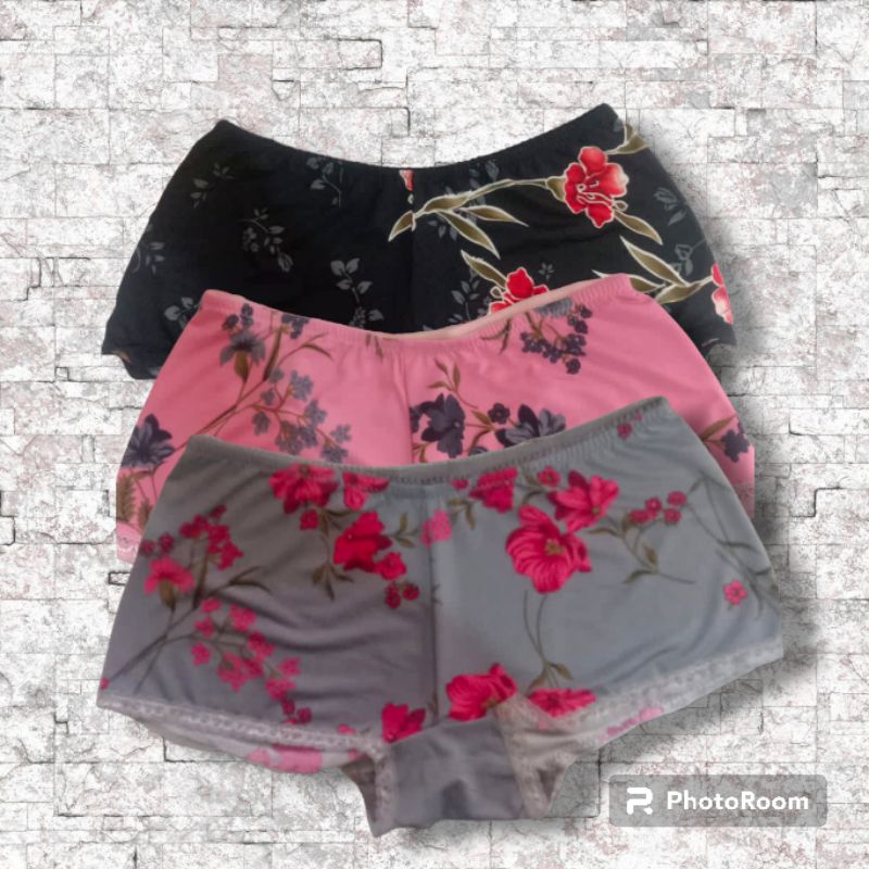 Murah 3 Pcs Cd Boxer Wanita / CD Hot Pants / Celana Dalam Wanita Dewasa / Celana Dalam Motif / Cd Ju