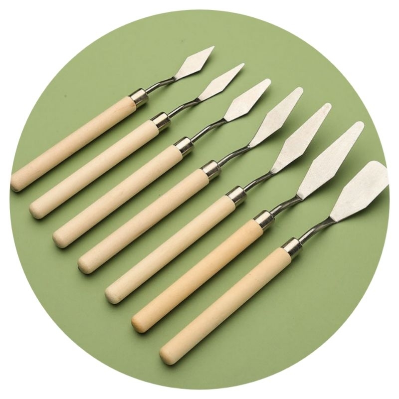 

Pisau Palet Lukis Cat Akrilik Painting Scraper Knife 7 PCS Cetok Kecil