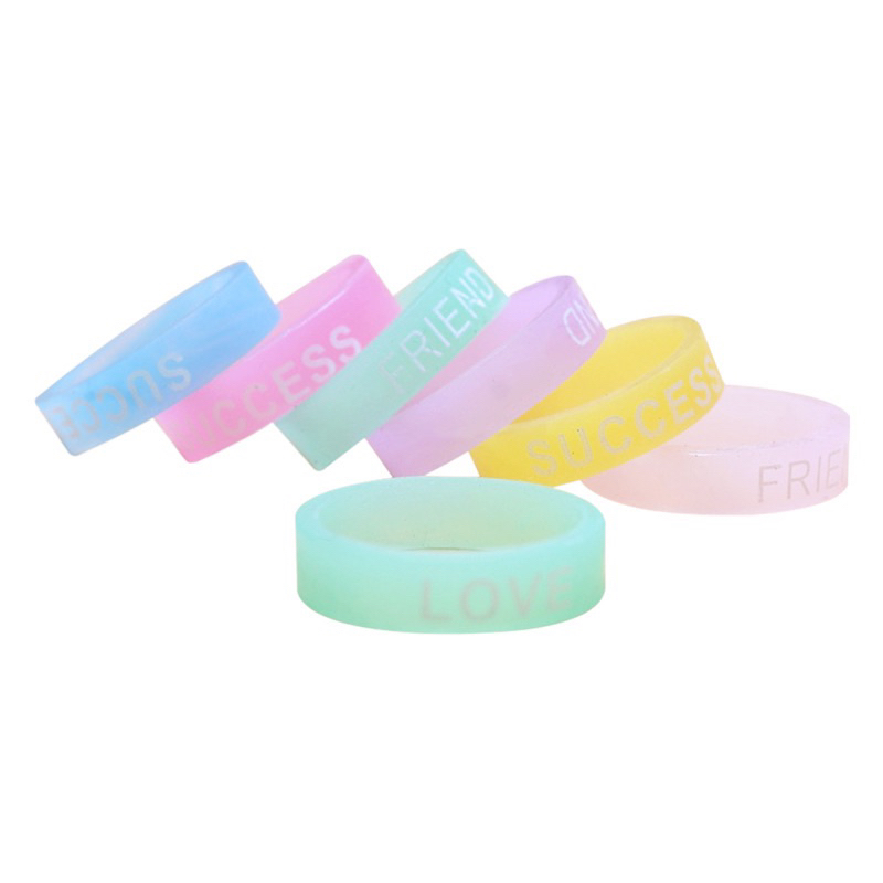 Cincin elastis bahan karet glow in the dark menyala dalam gelap ring plastic perhiasan aksesoris acc