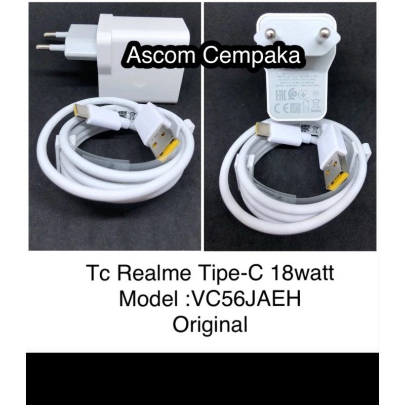 Charger realme 18watt vooc tipe c original fast charging