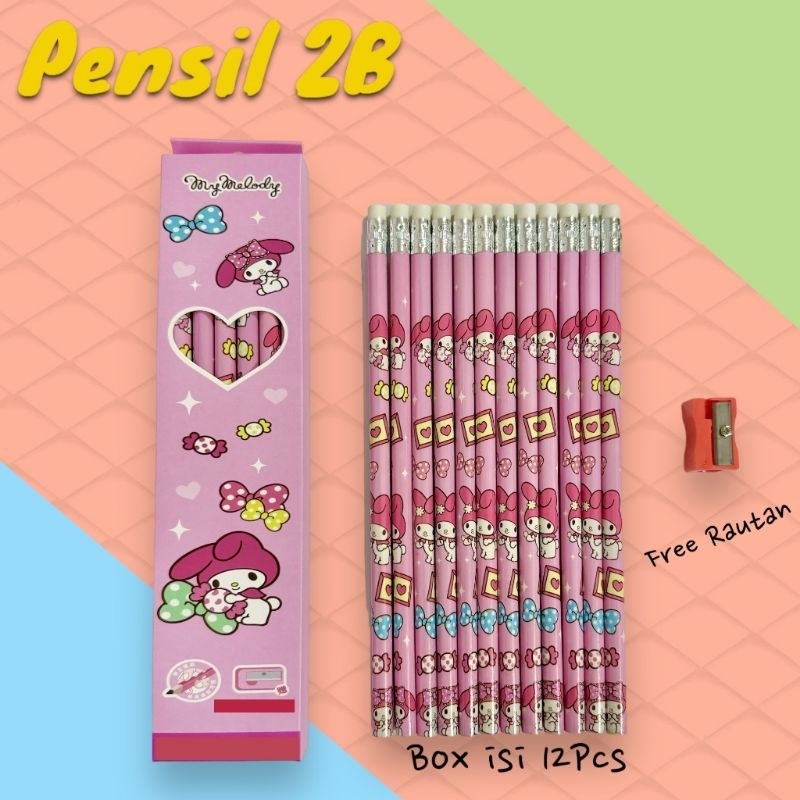 

pensil 2B My melody isi 12 pcs gratis rautan