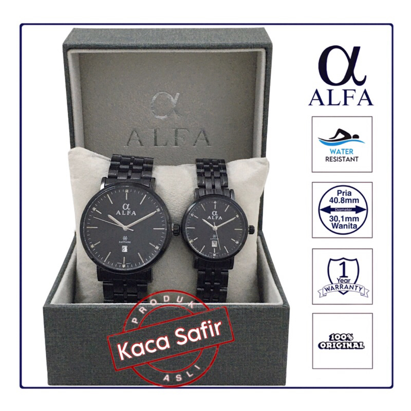 ALFA Jam Tangan Couple Kaca Safir Tahan Air 88169 Original