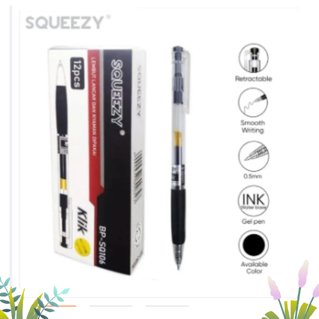

Ballpen Squeezy Klik SQ106 0.5mm Bolpoint Squeezy