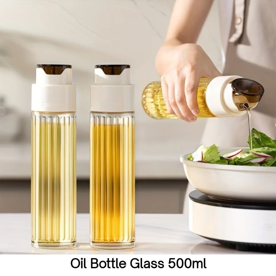 Glass Oil Bottle Kaca Transparan 500ml Tutup Botol Automatis 4582