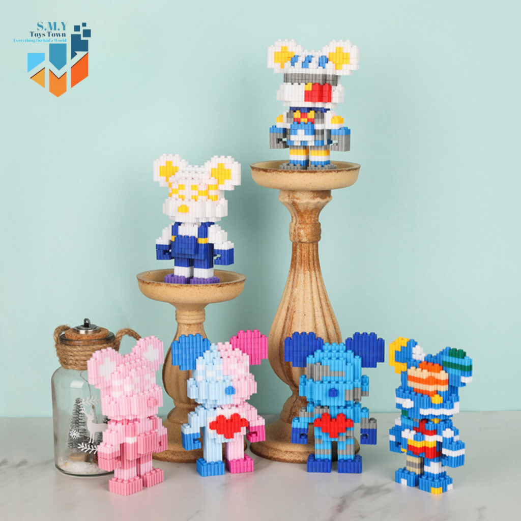 SMY Toystown Nano Blocks Violent Bear Mini 3D Model, Mainan Blok Susun, Blok Konstruksi DIY, Dekoras