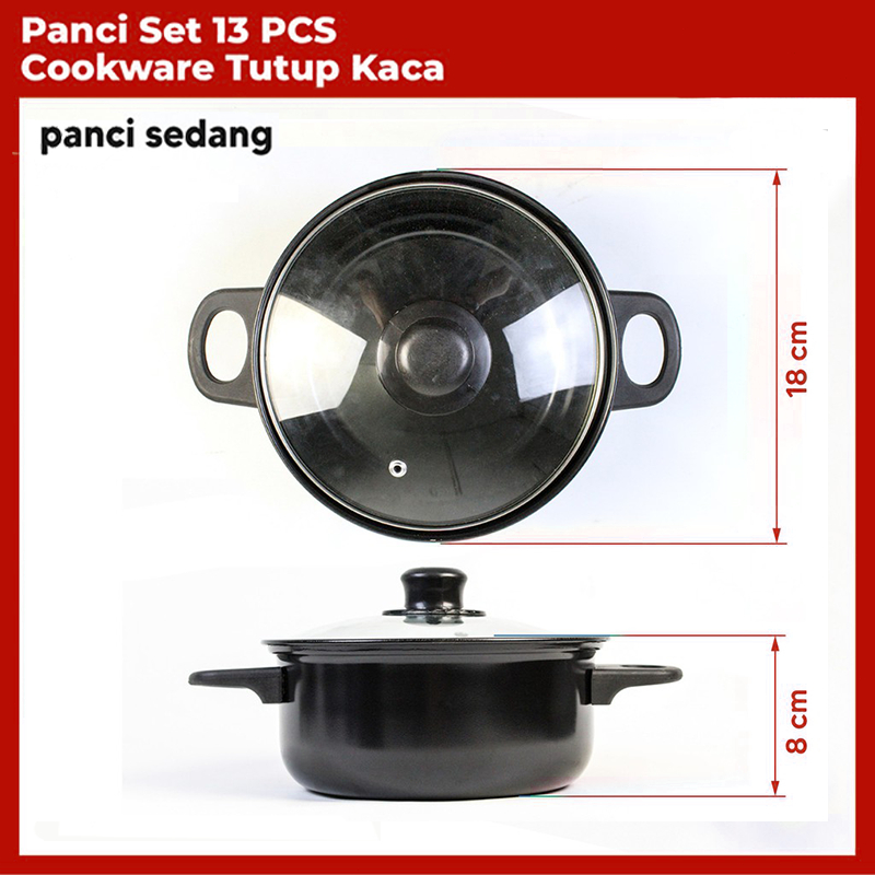 Cookware Panci Set 13 IN 1 Wajan Penggorengan Spatula Set Isi 13Pcs 1 Set Frypan Saucepan