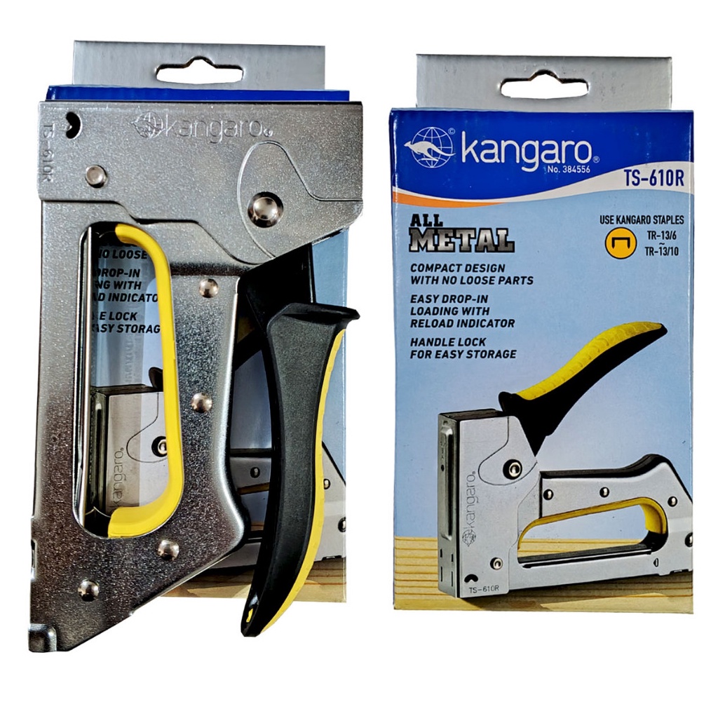 

KODE H6N4 ORIGINAL KANGARO Alat Staples Tembak Gun Tracker Stapler Jepretan Untuk Perekat Kayu Kardus Papan Jok Motor Kertas