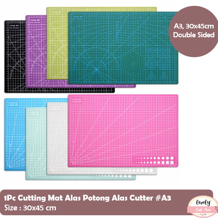 

KODE Q1E5 LovelyCraftStore PVC Cutting Mat A3 uk 3x45cm bolak balik tebal 3mm self healed
