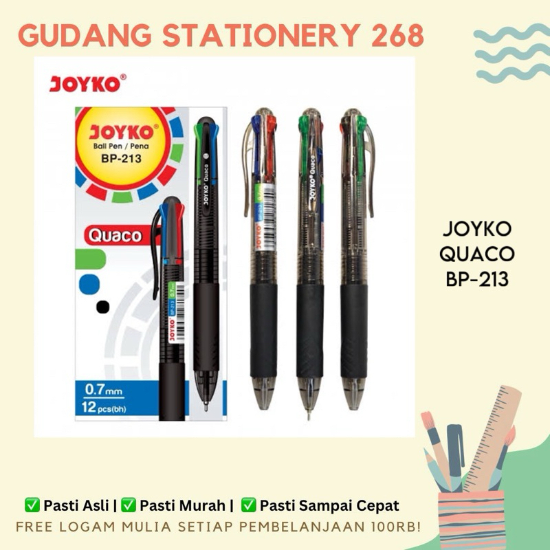 

Pulpen 4in1 Joyko Quaco Bp-213 / Pulpen 4 Warna Joyko Quaco Bp-213