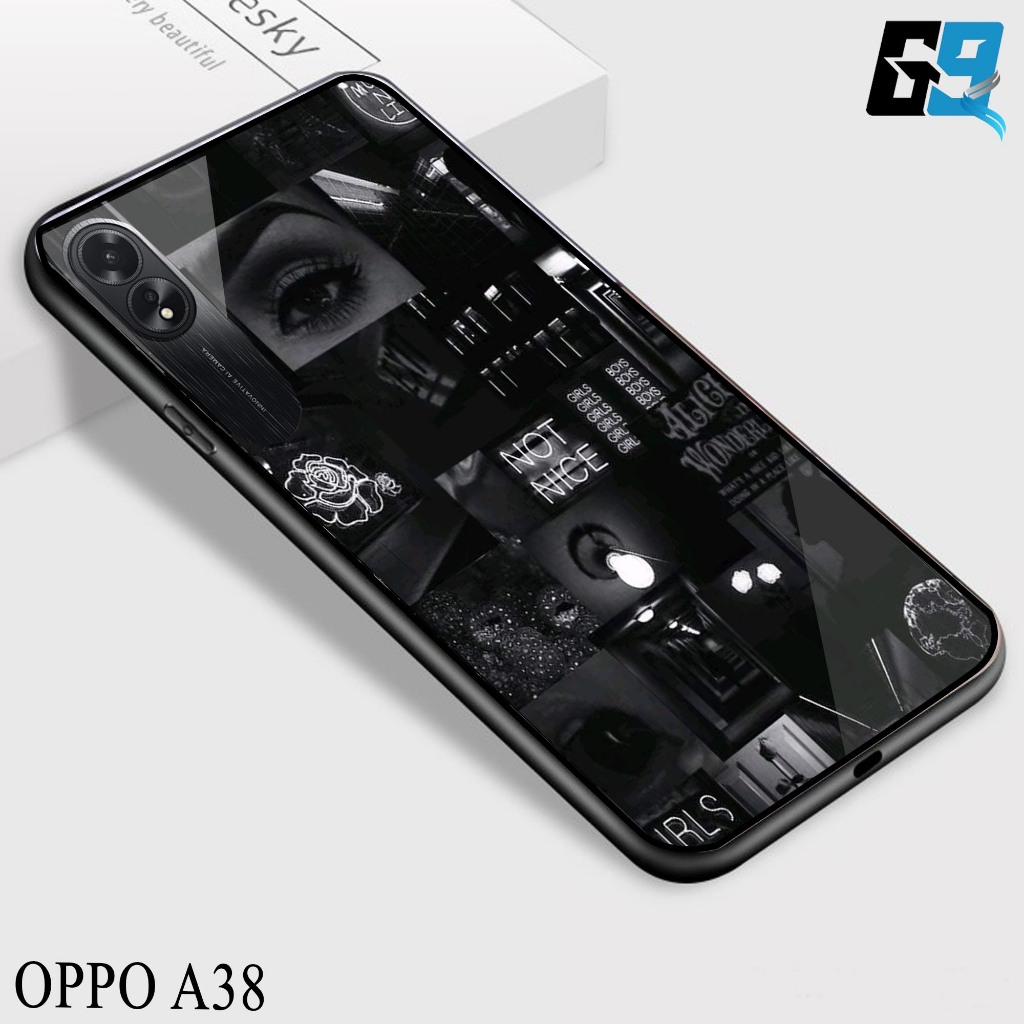 Case Oppo A38 [ BlackAesthetic 01 ] Aneka casing, case, kondom hp, custom case, case aesthetic case 