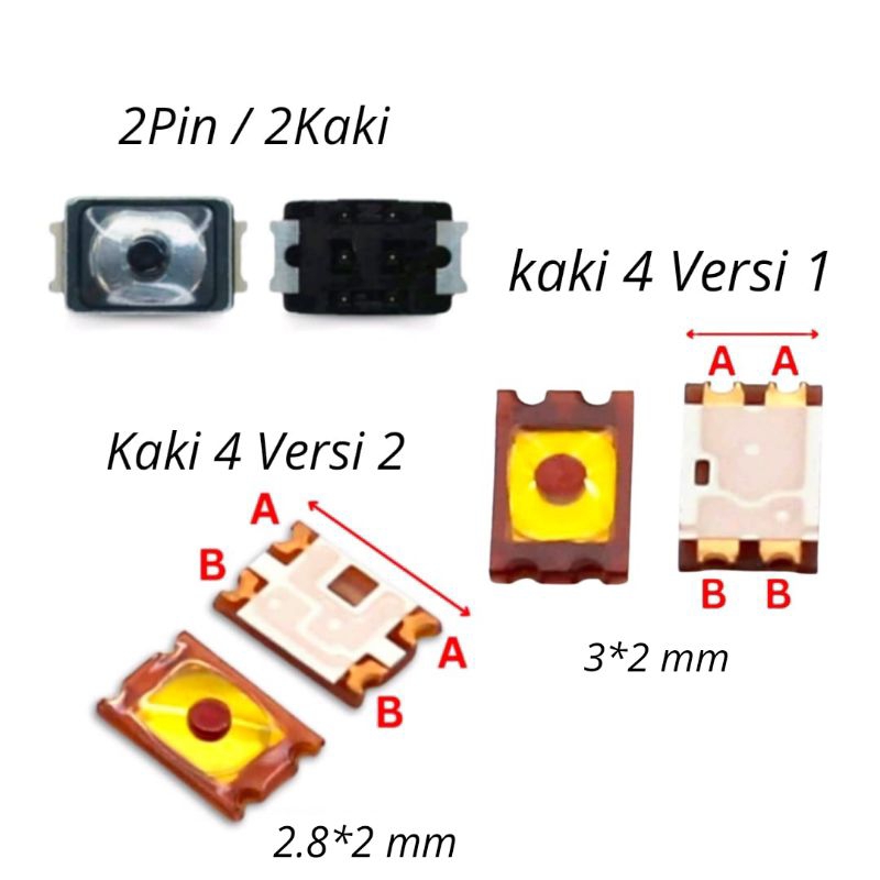 Tombol Switch On Off Kaki 2 Kaki 4 / Tombol Button Power Volume