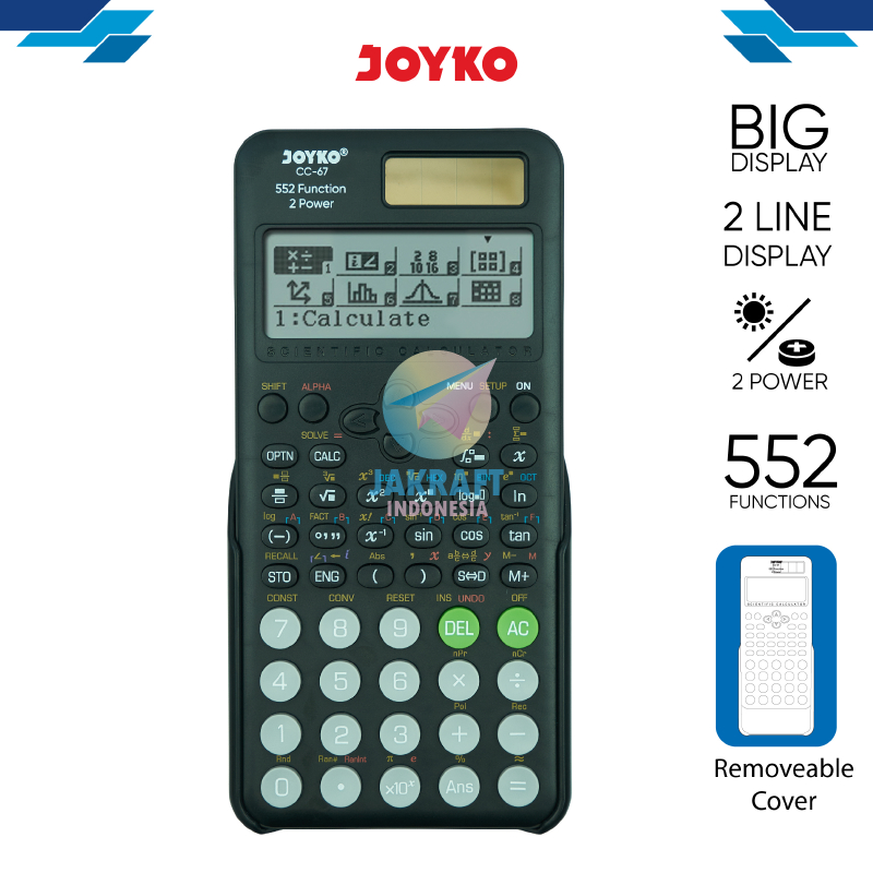 

(1 Pcs) Kalkulator Calculator Scientific Ilmiah 552 Functions Dual Power JOYKO CC-67 Profesional Replay Matrix Sin Cos Tan
