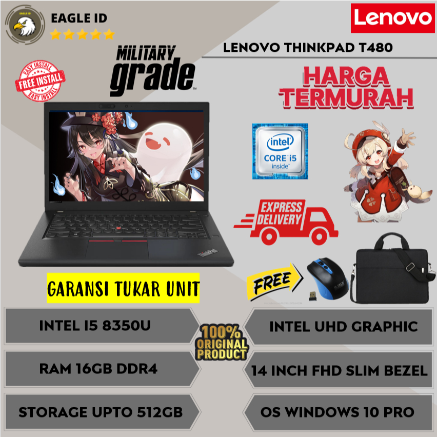 LAPTOP SECOND LENOVO THINKPAD T480S INTEL I5 / I7 8GB 512GB FHD WINDOWS ORIGINAL