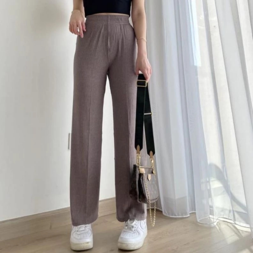 Celana Kulot Wanita Bahan Rajut Premium Tebal Strett Jumbo