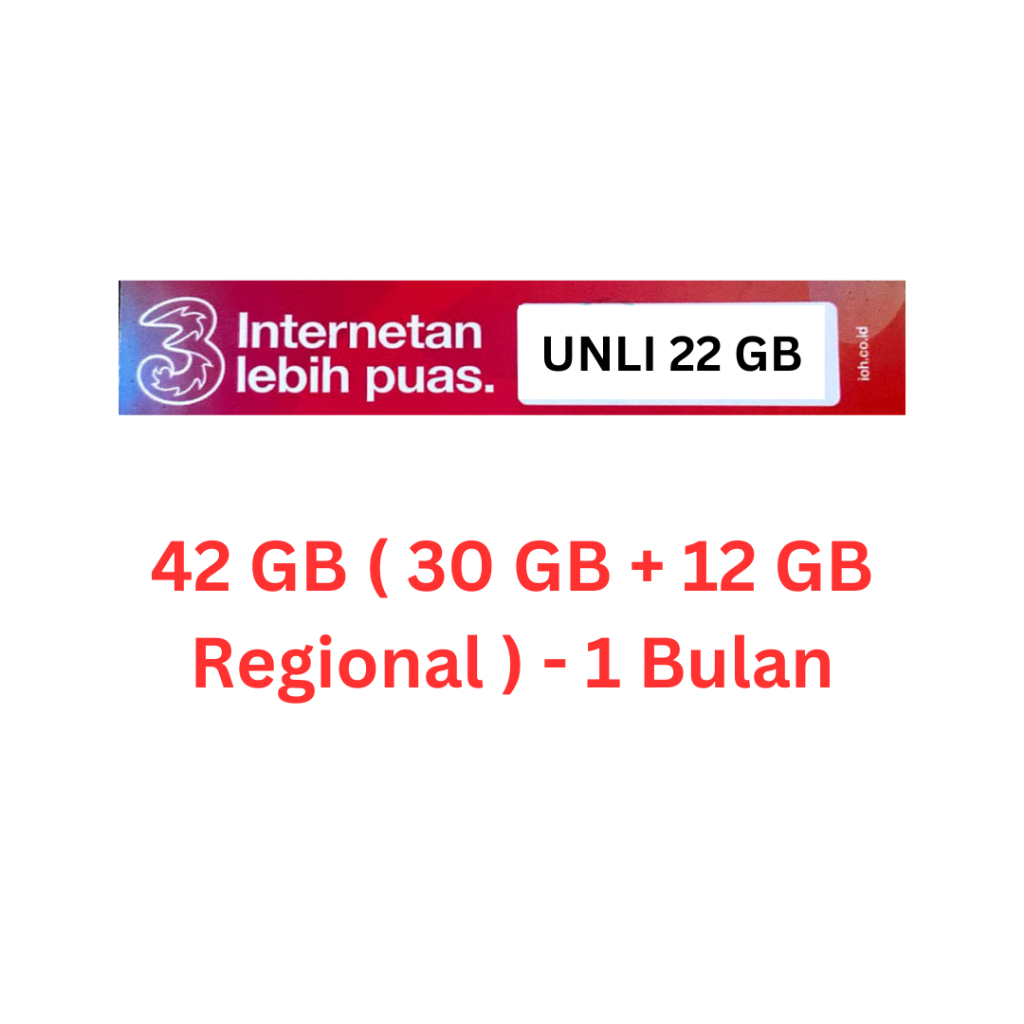 Voucher TRI 42 GB ( 30 GB + 12 GB Regional ) - 1 Bulan