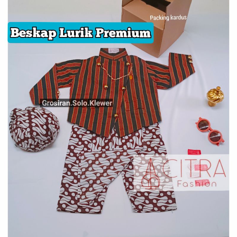 BESKAP LURIK ANAK BAWAHAN CELANA PUTIH MOTIF PARANG / SETELAN BESKAP LURIK ANAK /  KOSTUM ANAK / LUR