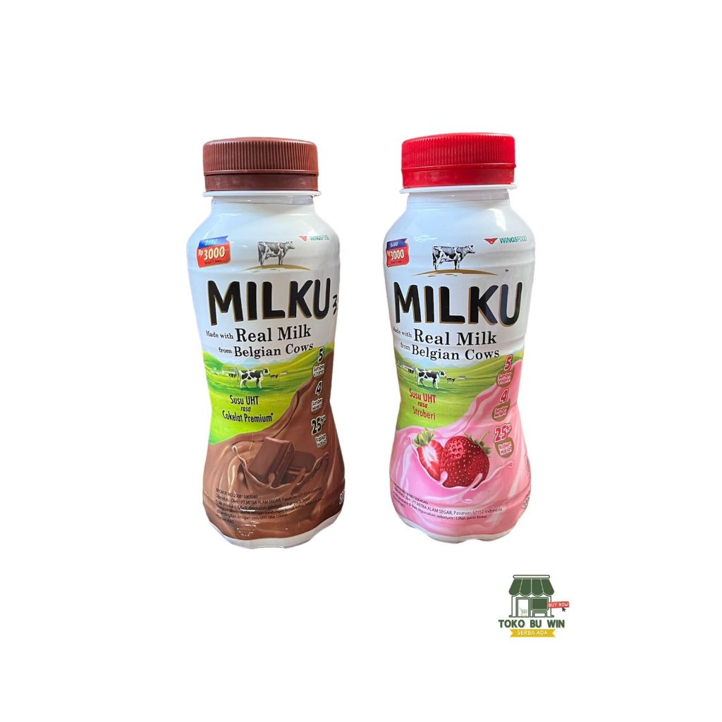 

MILKU Susu UHT 200ml Rasa Cokelat, Strawberry