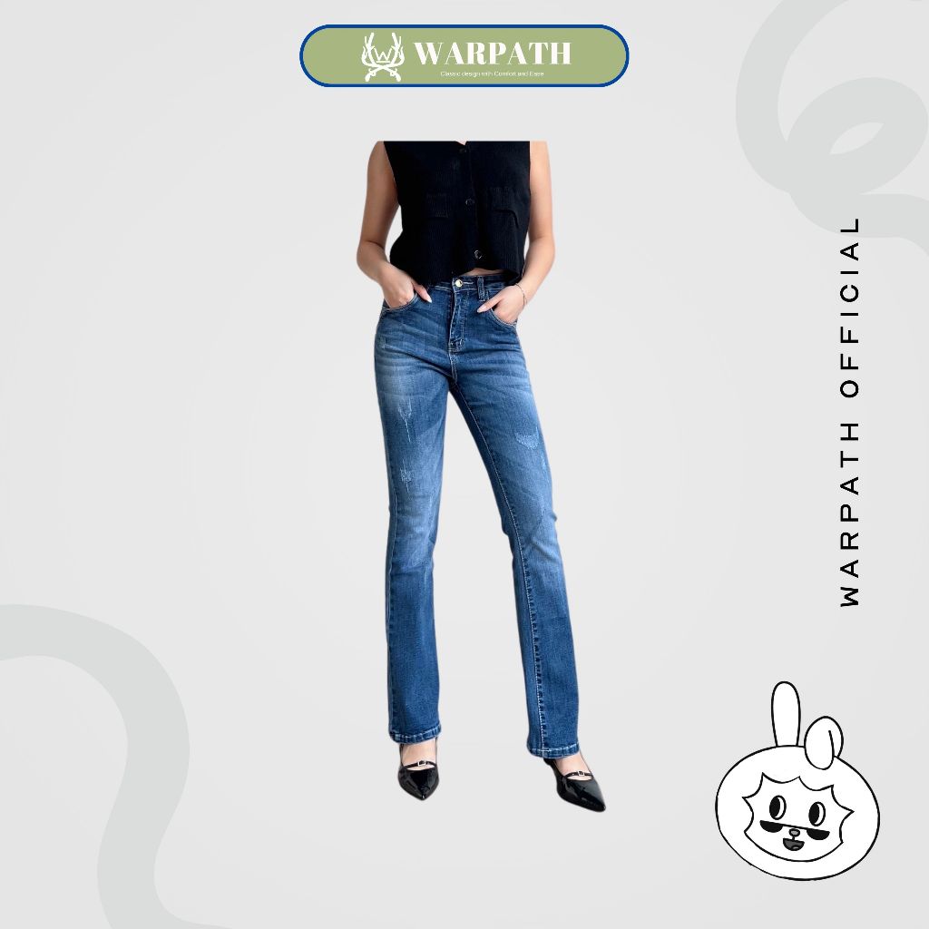 WARPATH - Highwaist Flare Jeans Stretchboot 9198 Cutbray Jeans Denim Panjang Wanita Bahan Stretch