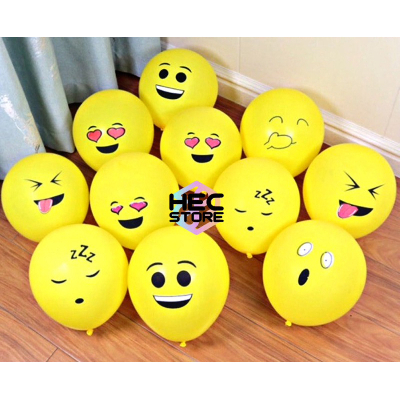 BALON LATEX EMOTICON KUNING 12 INCH | BALON EMOJI KUNING (1 PACK ISI 50 PCS)
