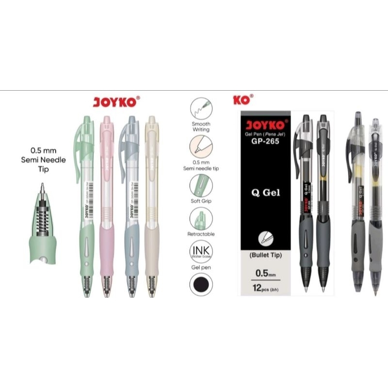 

(12pcs) Pulpen Gel Joyko / Pulpen GP-265AN / Q4 gel / Pulpen Hitam / pen gel GP 265 tumpul hitam / Pulpen GP 265NT hitam