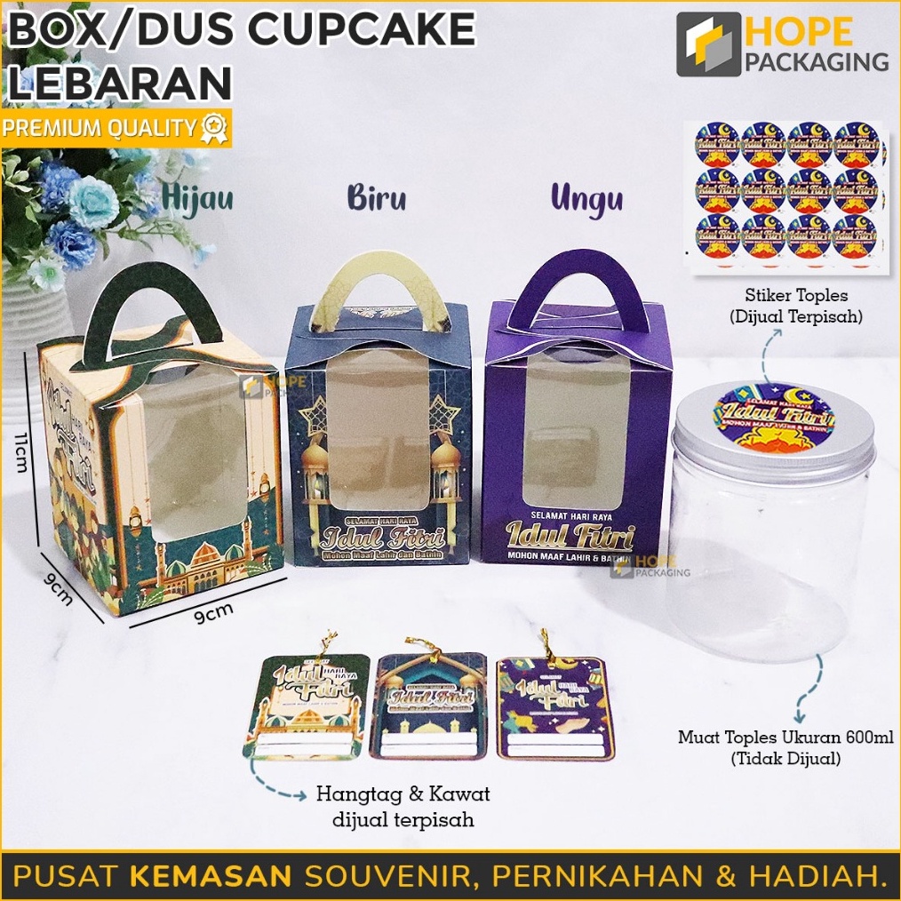 

WAH Box Dus Cupcake Tatakan Size 9x9x11cm Box Souvenir Hampers Idul Fitri Kotak Kue Lebaran Kotak Window