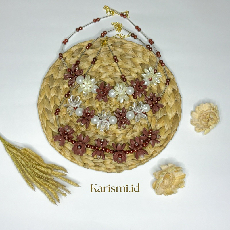 [11] Kalung mutiara hijab non hijab VARIASI MERAH MARUN