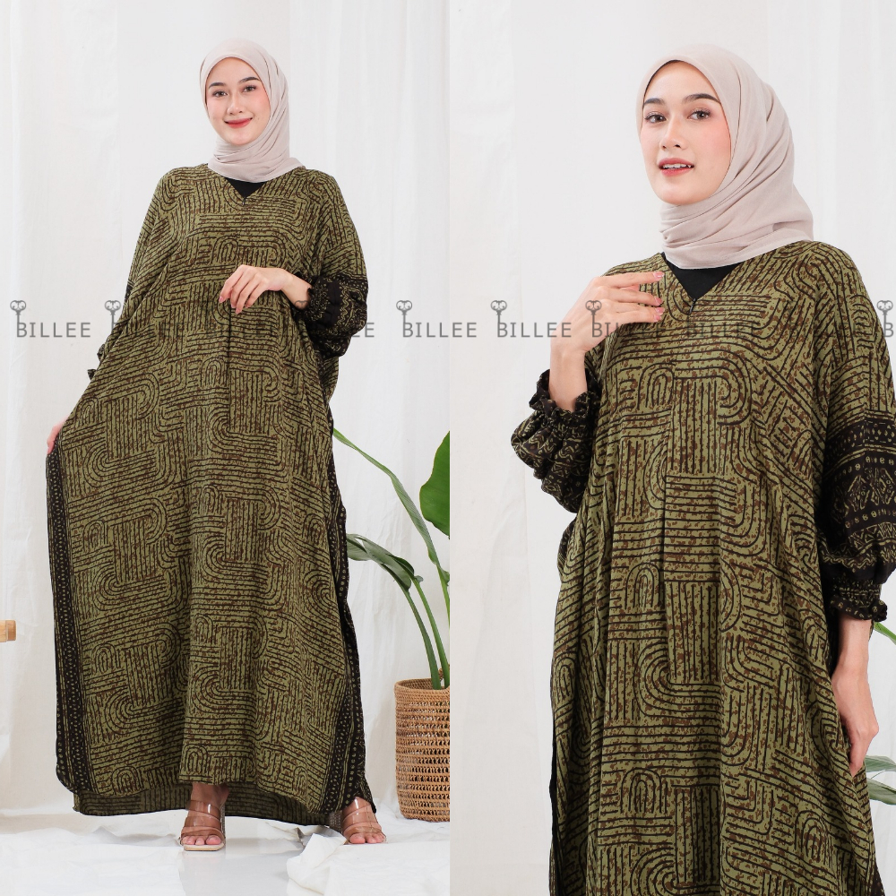 BILLEE Kaftan Batik Premium | Pakaian Wanita Daster Kaftan | Daster Kaftan Lengan Kelelawar