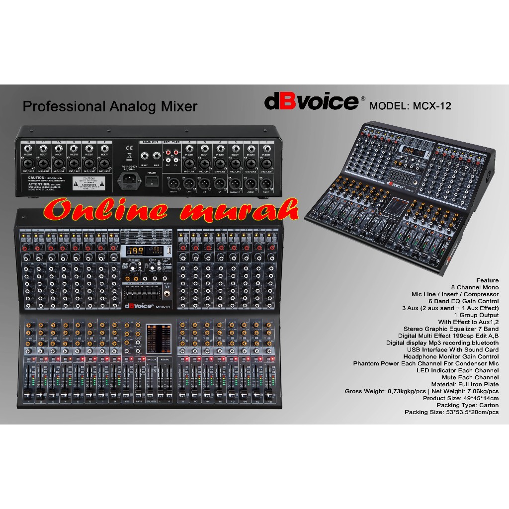profesional mixer dbvoice mcx 12 / mcx12 12 channel original