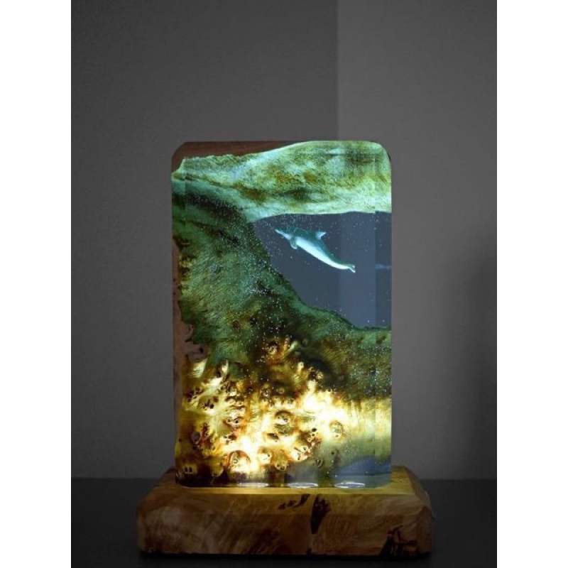 lampu tidur resin lumba lumba