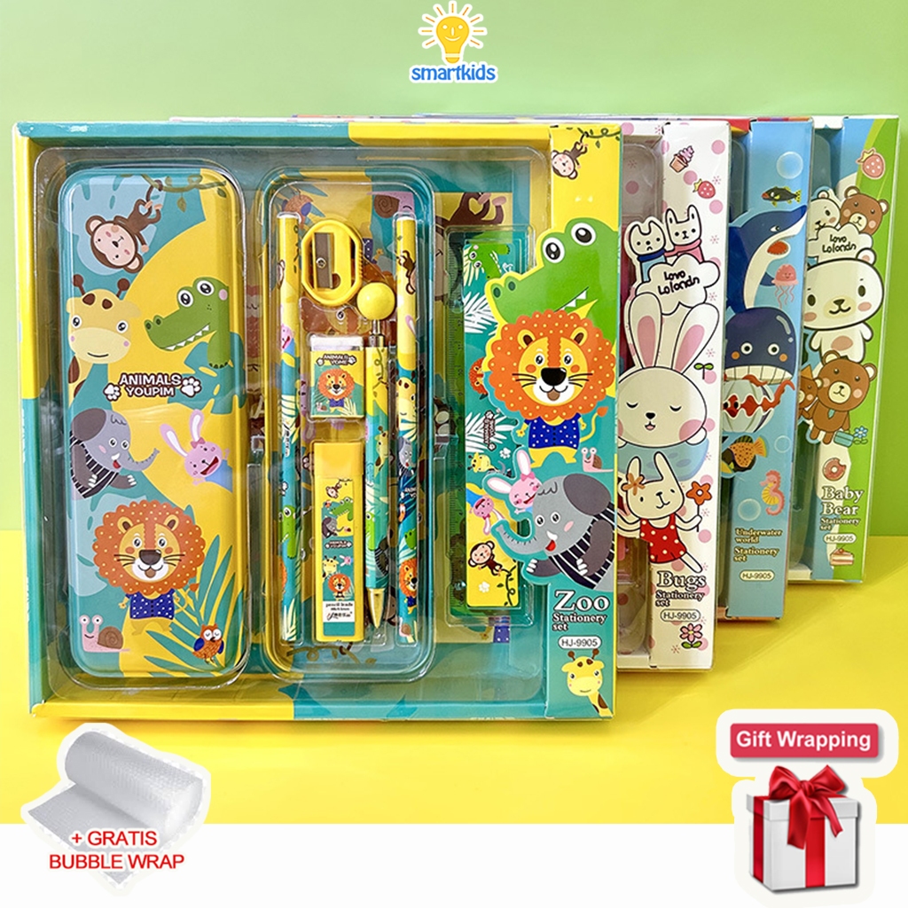 

Alat Tulis Set paket Komplit 7 in 1 / Stationery complete lengkap / Kotak Pensil Anak / Souvenir Hadiah kado / Sekolah karakter kartun lucu animal hewan / perlengkapan tulis / tempat pensil