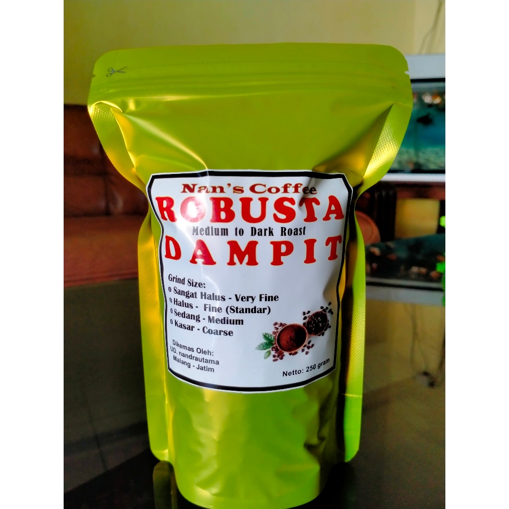 

Nan's Coffee - Kopi Robusta Dampit 250 gram - Medium to Dark Roast