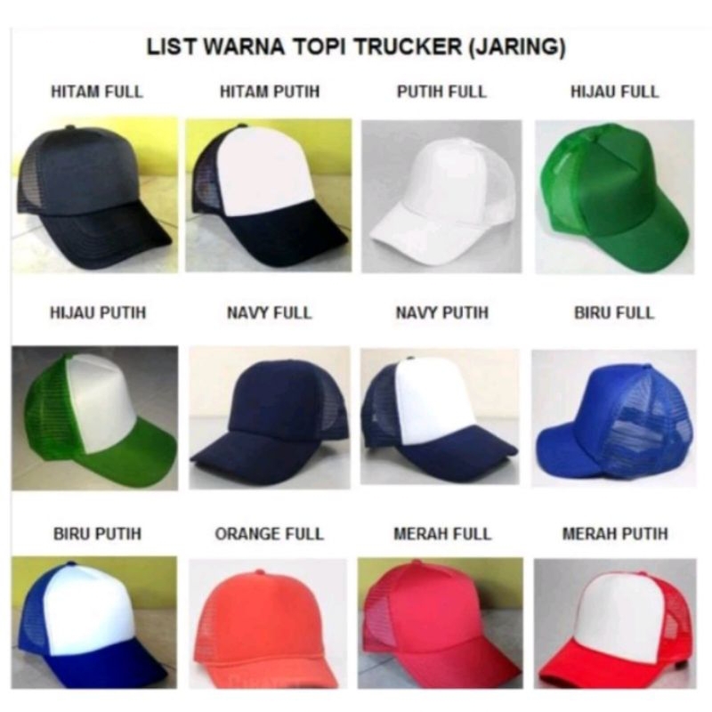 Topi sablon custom trucker satuan kwalitas premium ABDRROUF509