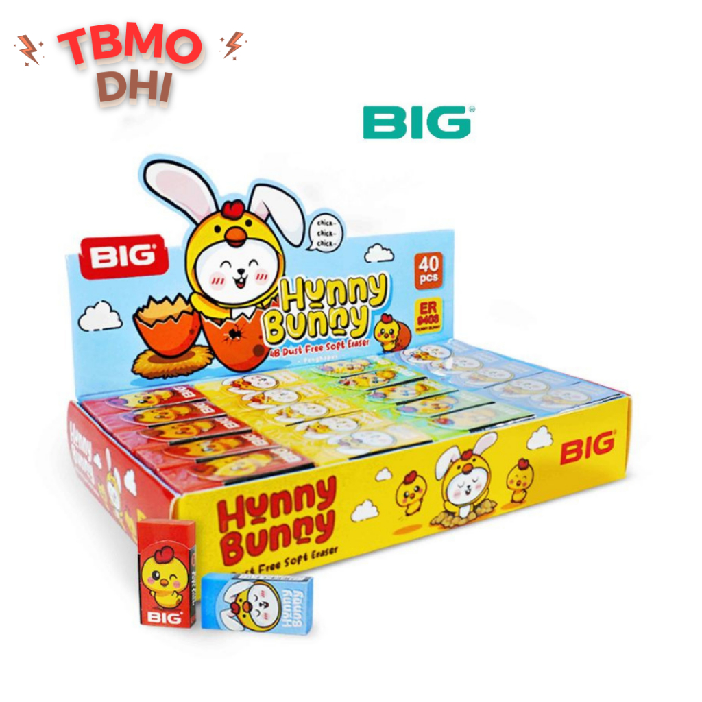 

1 Pack BIG Penghapus / Eraser Pensil Warna Warni Kecil Dust Free Hunny Bunny Series ER-9403 40pcs