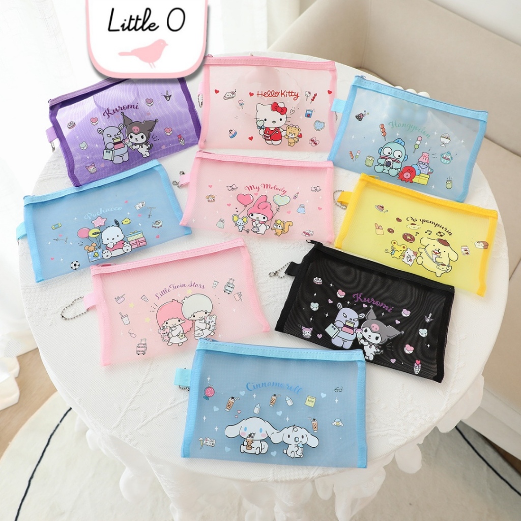 

SANRIO Tempat Pensil Kotak Pensil Jaring Minimalis Pencil Case Kotak Pensil Dompet Brush Makeup