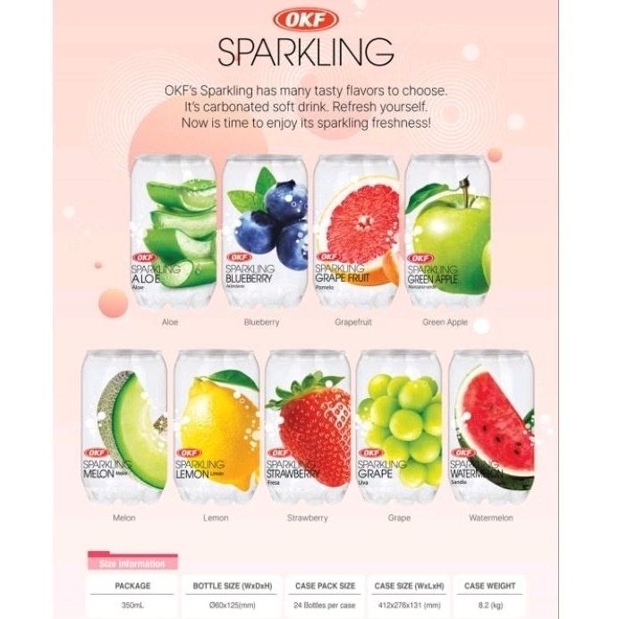 OKF Sparkling Water Can 350ML Sparkling Water Melon Strawberry