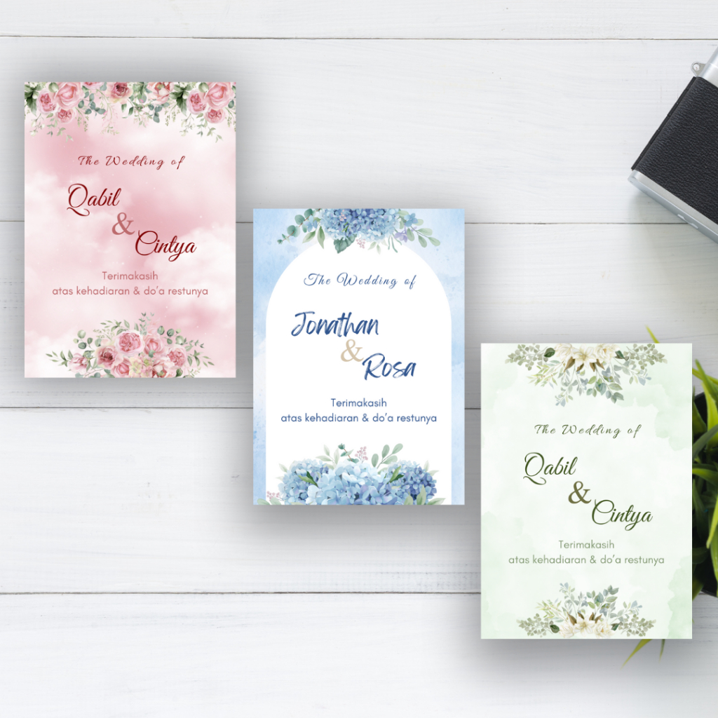 KARTU UCAPAN TERIMAKASIH SOUVENIR PERNIKAHAN (FREE FOTO)
