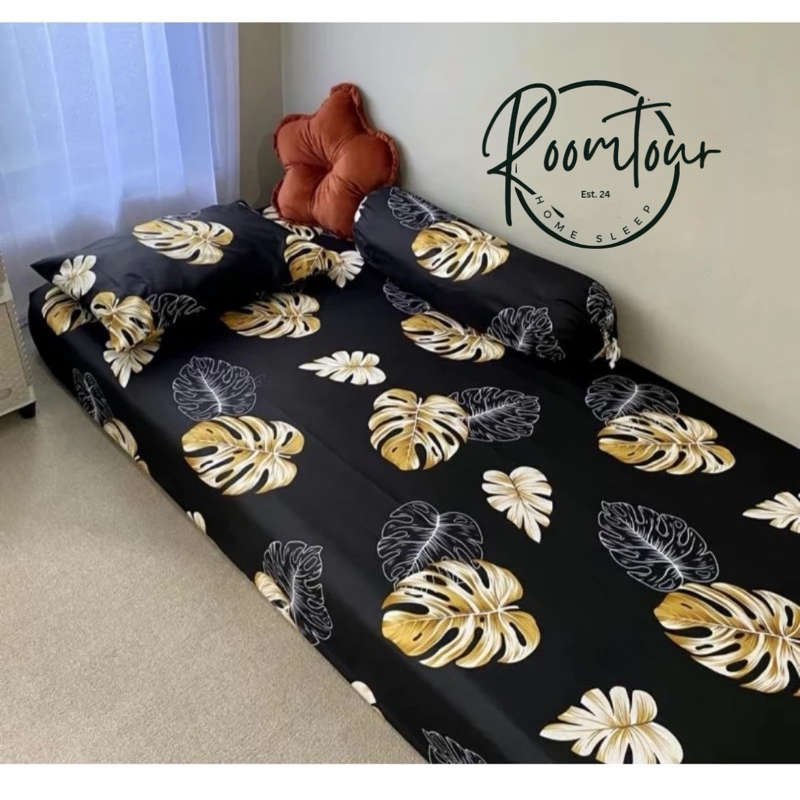 SPRE MOTIF MONSTERA/ SPREI SAJA TANPA BANTAL GULING / SPREI MOTIF JANBOL / sprei motif bunga dan dau