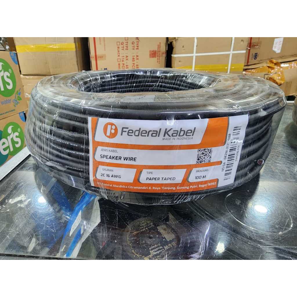 (JUAL 100 meter atau 50 meter) Federal Kabel 2C16AWG / 2C 16AWG / 2C 16 AWG - Kable Speaker Wire - 1 roll = 100 meter - setengah roll = 50 meter